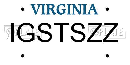 IGSTSZZ Virginia License Plate