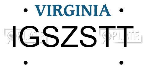 IGSZSTT Virginia License Plate