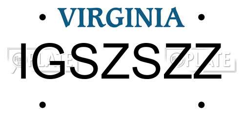 IGSZSZZ Virginia License Plate