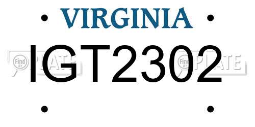 IGT2302 Virginia License Plate