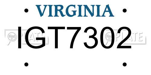 IGT7302 Virginia License Plate