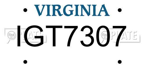 IGT7307 Virginia License Plate