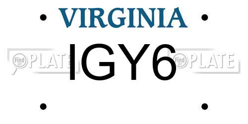 IGY6 Virginia License Plate