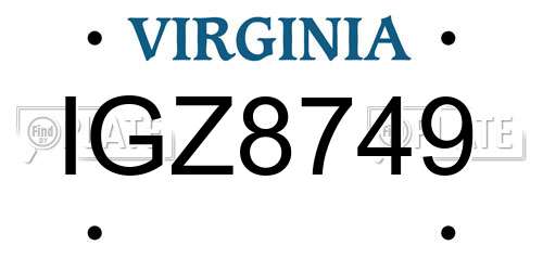 IGZ8749 Virginia License Plate