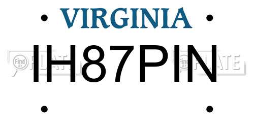 IH87PIN Virginia License Plate