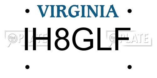 IH8GLF Virginia License Plate