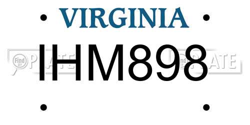 IHM898 Virginia License Plate