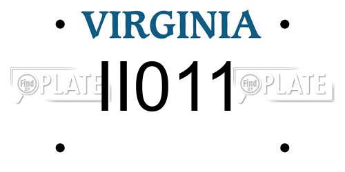 II011 Virginia License Plate