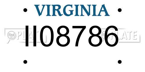II08786 Virginia License Plate