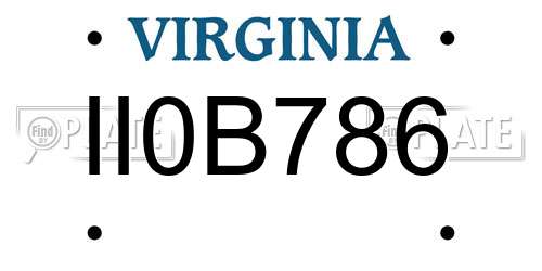 II0B786 Virginia License Plate