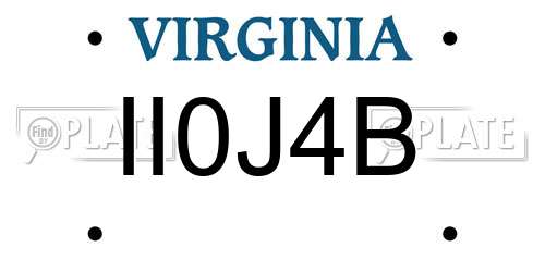 II0J4B Virginia License Plate