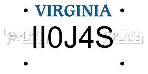 II0J4S Virginia License Plate