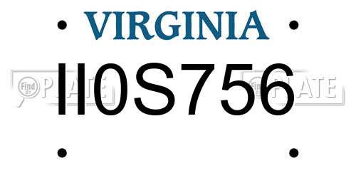 II0S756 Virginia License Plate