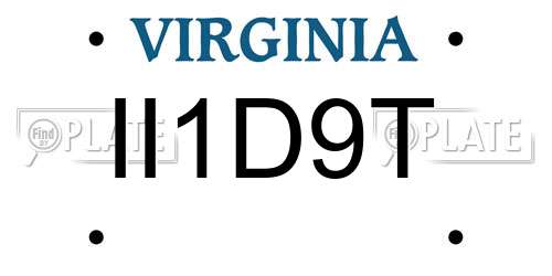 II1D9T Virginia License Plate