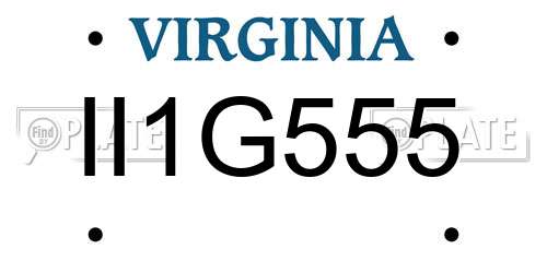 II1G555 Virginia License Plate