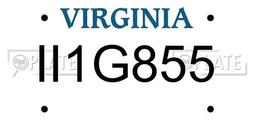 II1G855 Virginia License Plate