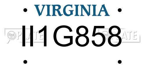 II1G858 Virginia License Plate