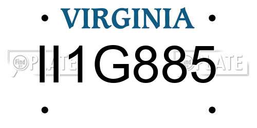 II1G885 Virginia License Plate