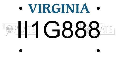 II1G888 Virginia License Plate