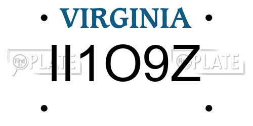 II1O9Z Virginia License Plate