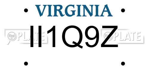 II1Q9Z Virginia License Plate