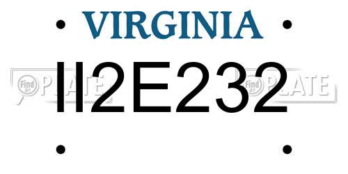 II2E232 Virginia License Plate