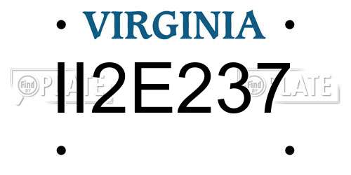 II2E237 Virginia License Plate
