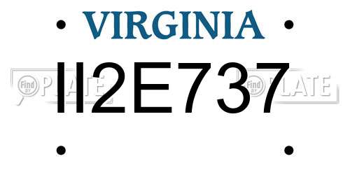 II2E737 Virginia License Plate