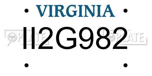 II2G982 Virginia License Plate