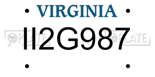 II2G987 Virginia License Plate