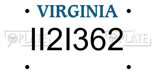 II2I362 Virginia License Plate
