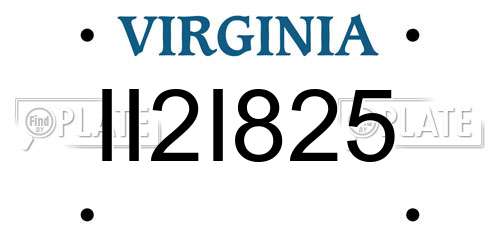 II2I825 Virginia License Plate