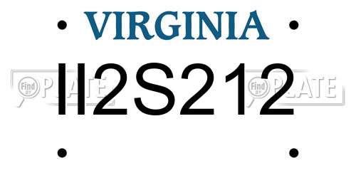 II2S212 Virginia License Plate