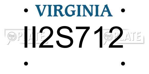 II2S712 Virginia License Plate