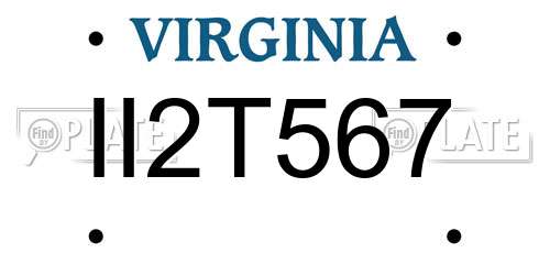II2T567 Virginia License Plate