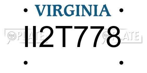 II2T778 Virginia License Plate