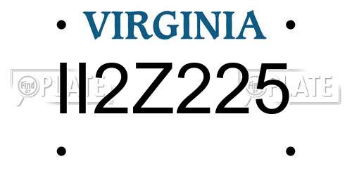 II2Z225 Virginia License Plate