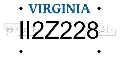 II2Z228 Virginia License Plate