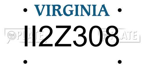 II2Z308 Virginia License Plate