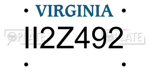 II2Z492 Virginia License Plate