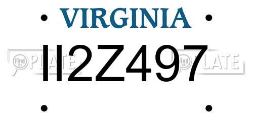 II2Z497 Virginia License Plate
