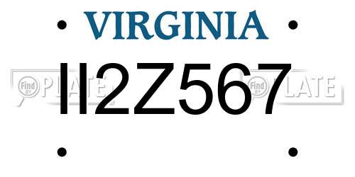 II2Z567 Virginia License Plate