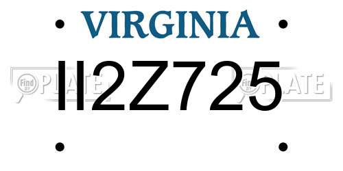 II2Z725 Virginia License Plate