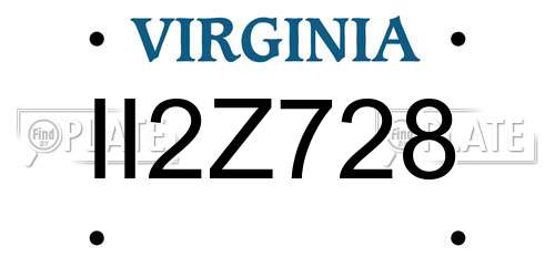 II2Z728 Virginia License Plate