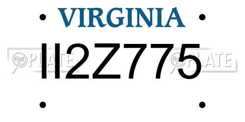 II2Z775 Virginia License Plate