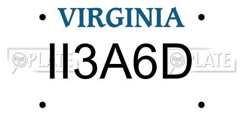 II3A6D Virginia License Plate