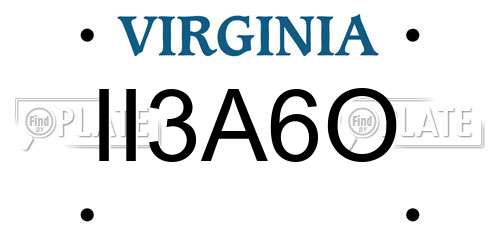 II3A6O Virginia License Plate