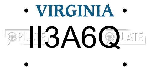II3A6Q Virginia License Plate