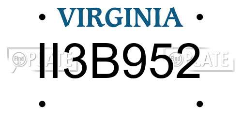 II3B952 Virginia License Plate