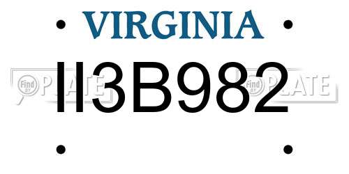 II3B982 Virginia License Plate